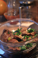 beef steaks in the kitchen