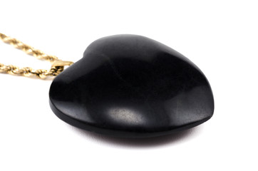 Black agate heart with golden chain