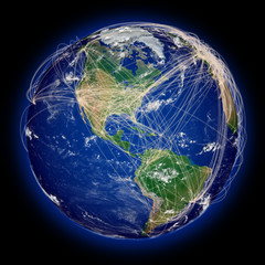 Flight paths above America