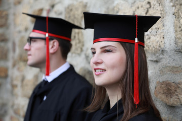 Young Couple in the Graduation Day
