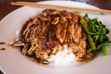 Roasted duck with a rice in Thailand