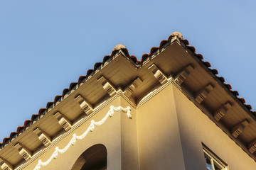 Upscale house roof and cornice detail
