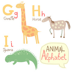 Cute zoo alphabet in vector. G, h, i letters. - 61180894