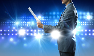 Business man on stage