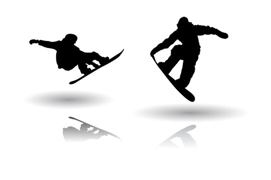 Snowboarding silhouette vectors