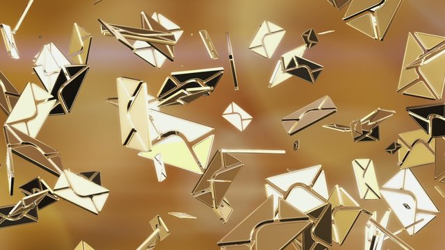 Golden sms or e-mail. Looping. Alpha channel included.