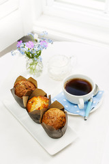 Muffins and coffee for breakfast