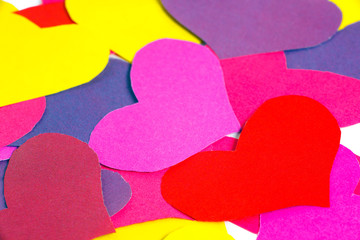 Fototapeta premium Many paper colored heart shapes