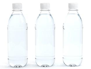 Bottles of water isolated on white background