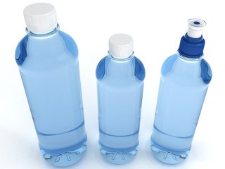 Bottles of water isolated on white background