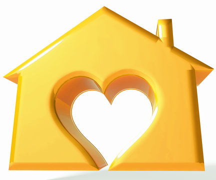 Gold House Heart 3D image