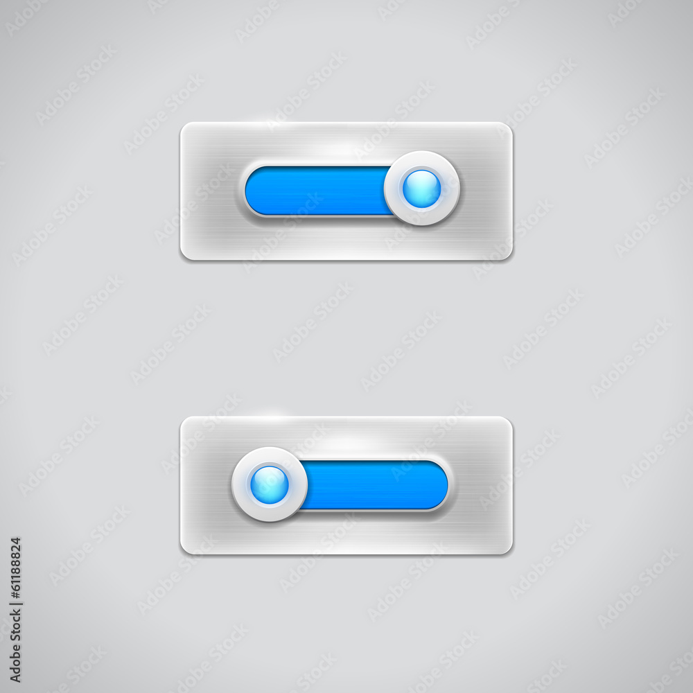 Poster shiny web slider in two positions on metal background