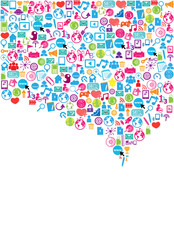 Social network background with media icons