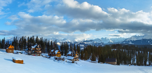 Winter mountain country panorama (Slovakia).