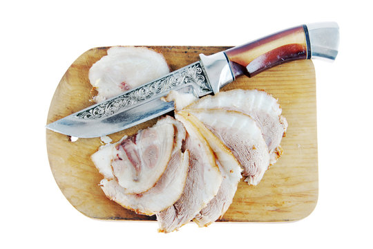 Fat pork ham on a cutting board
