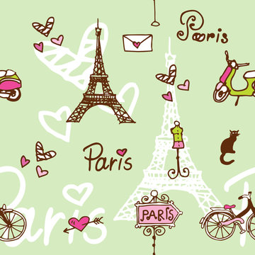 Paris seamless pattern background