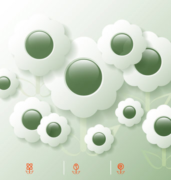 Stylized infographic template with flower bubbles