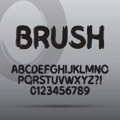 Paint Brush Font and Numbers, Eps 10 Vector Editable