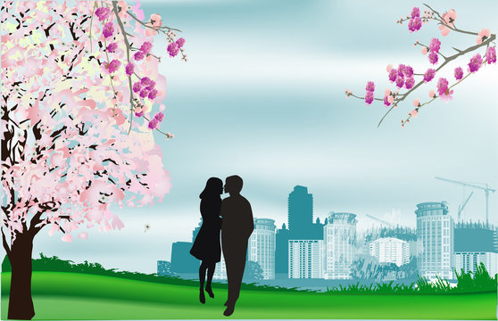 couple near spring city illustration