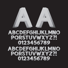 Up Left and Right Isometric Font and Numbers, Eps 10 Vector