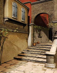 Schody na ulicy starego miasta © Obsidian Fantasy