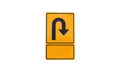 Turn back traffic sign on white  background