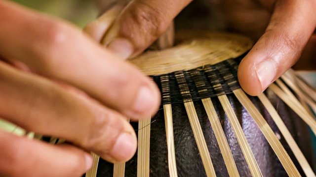 Making a cup from bamboo and horsehair. Workshop in Mandalay, Bu