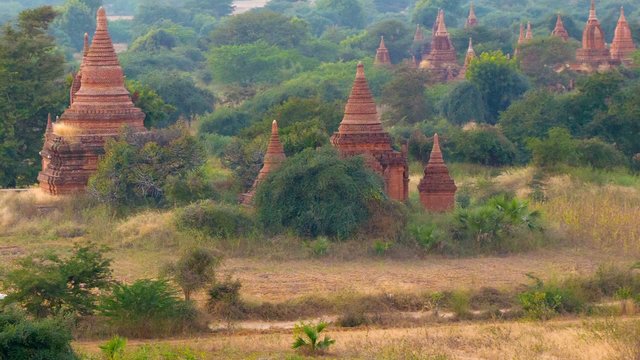 Bagan temples after sunset. Myanmar