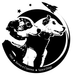 Space Dogs, Belka und Strelka, Laika - obrazy, fototapety, plakaty