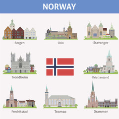 Norway. Symbols of cities - obrazy, fototapety, plakaty
