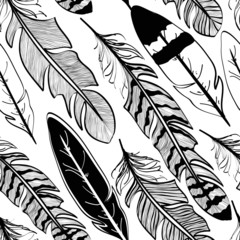 Seamless pattern of bird feathers