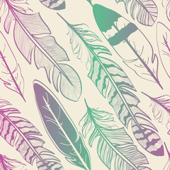 Seamless pattern of bird feathers