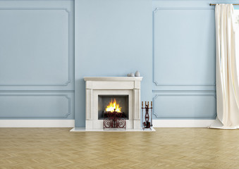 kamin in einem leeren raum