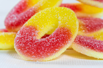 gummy candy with sugar closeup