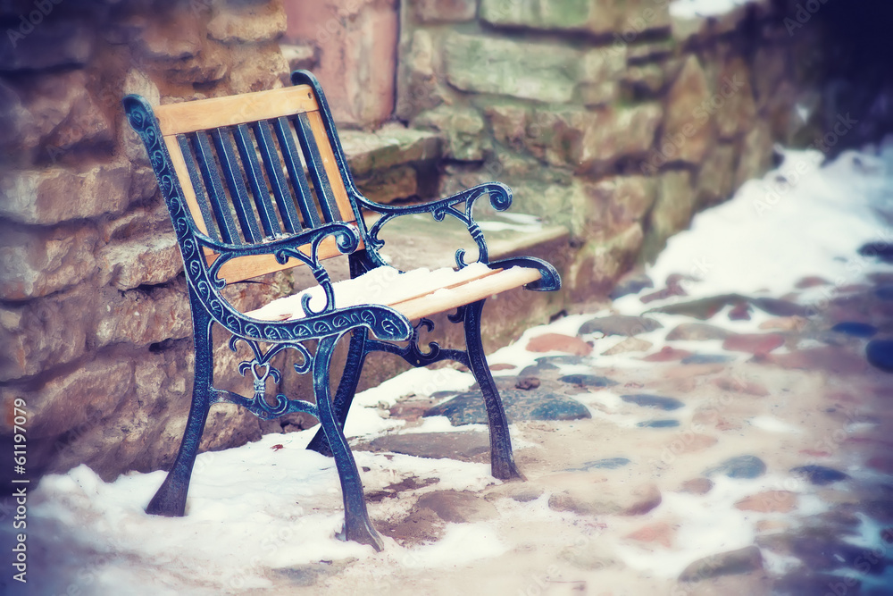 Wall mural Old forged bench