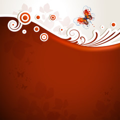Red background with butterflies