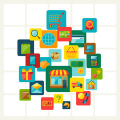 Internet shopping concept background.