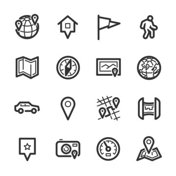 Maps and navigation icons – Bazza series