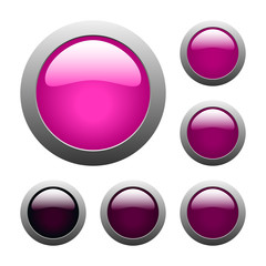 vector pink glass buttons