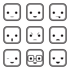 Black And White Face Expression Icons