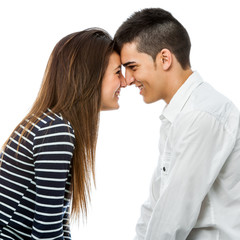 Naklejka premium Teen couple joining heads.