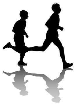 Two running men race