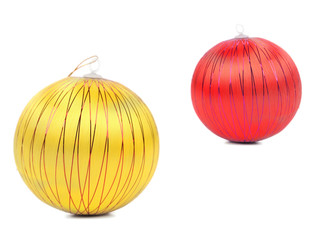 Red and yellow christmas balls.