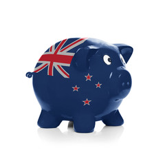 Piggy bank with flag painting over it - New Zealand