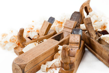 planers with wooden chips, wood shavings