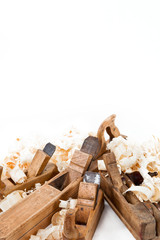 planers with wooden chips, wood shavings