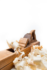 planer with wooden chips, wood shavings