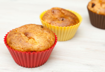 homemade cupcakes  on a wooden table