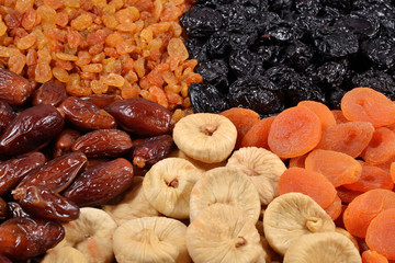 Various dried fruits background