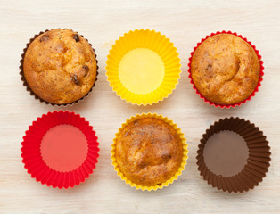 homemade cupcakes  on a wooden table